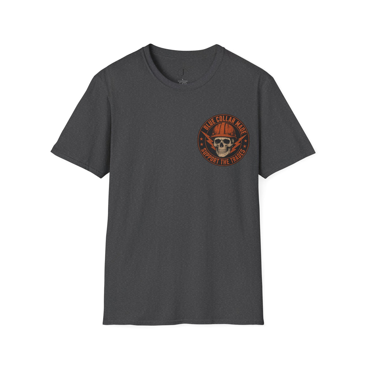 Blue Collar T-Shirt – Support the Trades Skull Hardhat Workwear Tee
