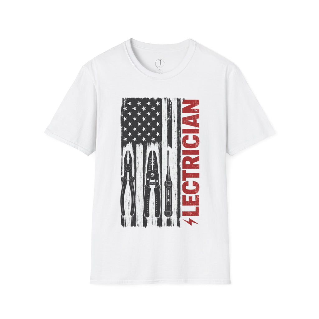 Electrician American Flag T-Shirt – Patriotic Electrical Tools Work Shirt