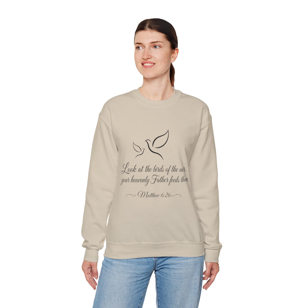 Matthew 6:26 Christian Sweatshirt | Dove Bible Verse Crewneck for Women