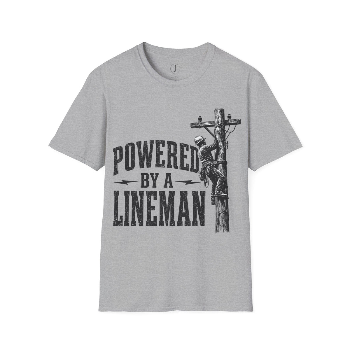 Powered By A Lineman T-Shirt – Power Lineman & Utility Worker Gift
