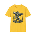 Bigfoot Ironworker T-Shirt – Sasquatch Carrying Beam Construction Tee