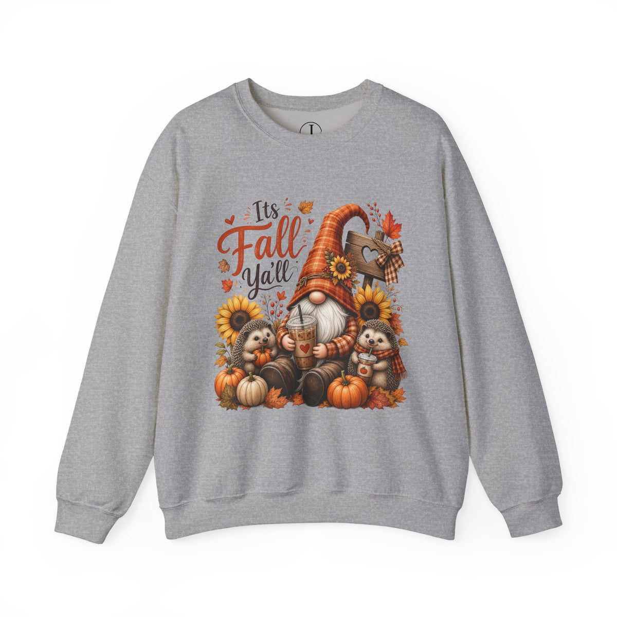 Fall Sweatshirt – “It’s Fall Y’all” Gnome & Hedgehog Crewneck