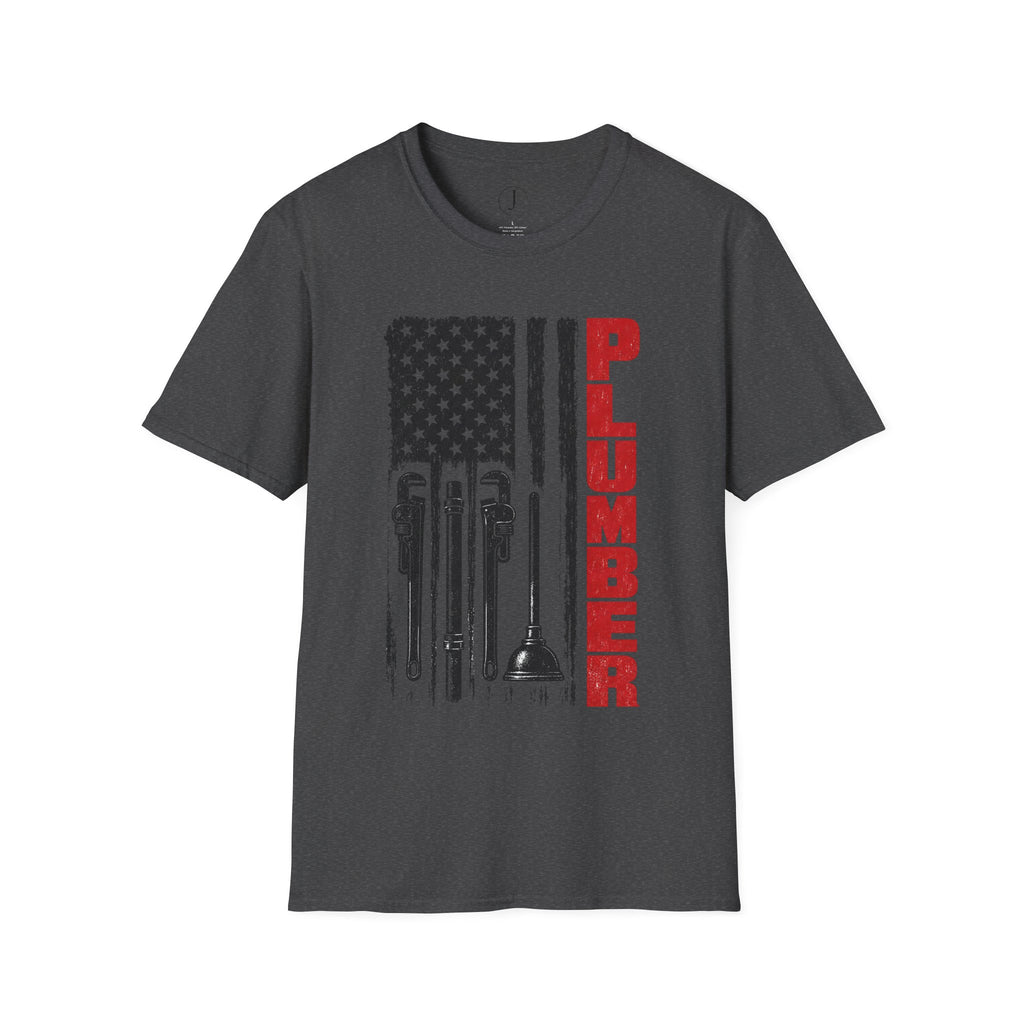Plumber American Flag T-Shirt – Patriotic Plumbing Tools Work Shirt