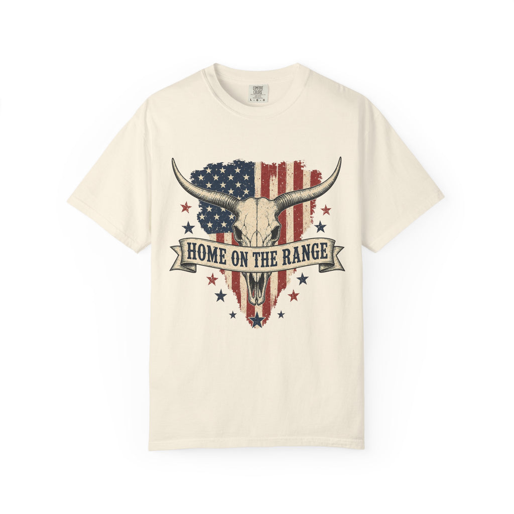 Comfort Colors Home on the Range T-Shirt – Patriotic Longhorn Western Tee