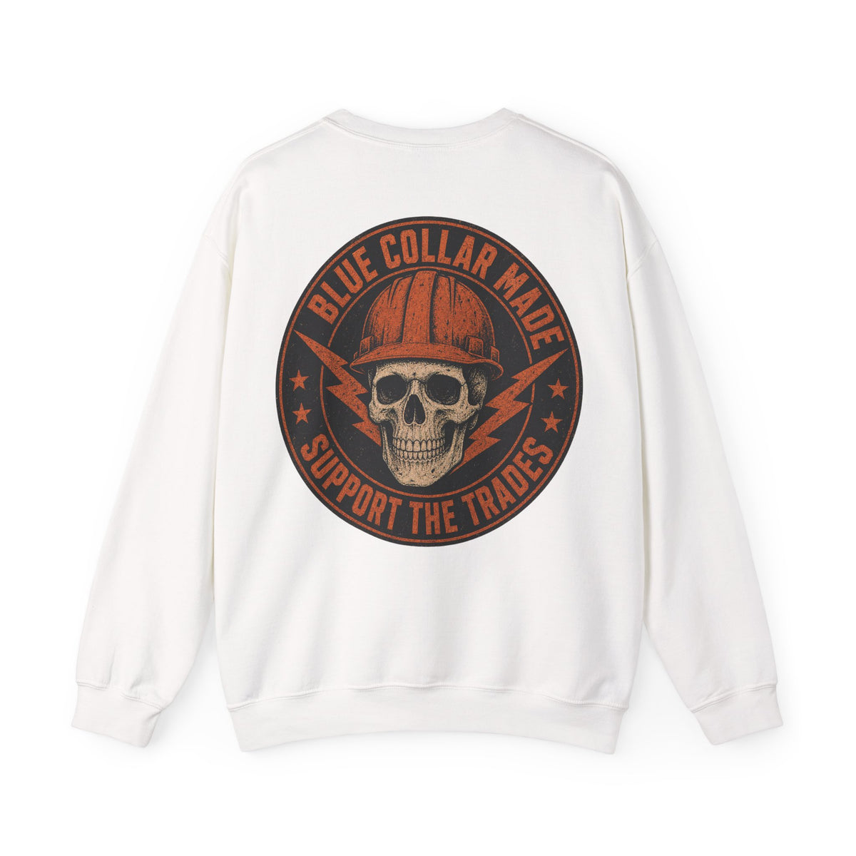 Blue Collar Sweatshirt – Support the Trades Skull Hardhat Crewneck