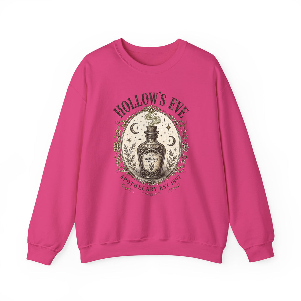 Hollow's Eve Apothecary Sweatshirt — Vintage Potion Bottle Graphic