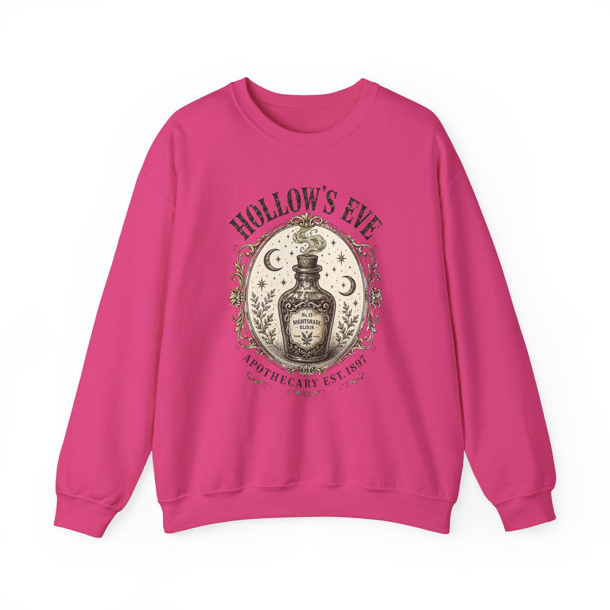 Hollow's Eve Apothecary Sweatshirt — Vintage Potion Bottle Graphic