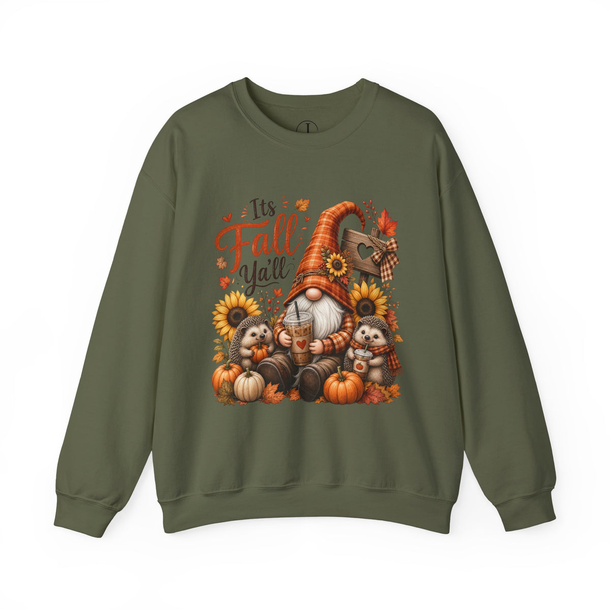 Fall Sweatshirt – “It’s Fall Y’all” Gnome & Hedgehog Crewneck