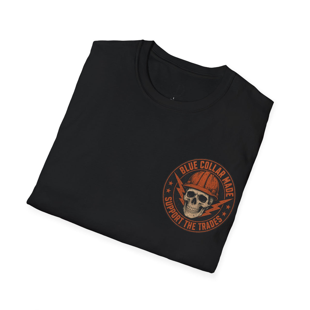 Blue Collar T-Shirt – Support the Trades Skull Hardhat Workwear Tee