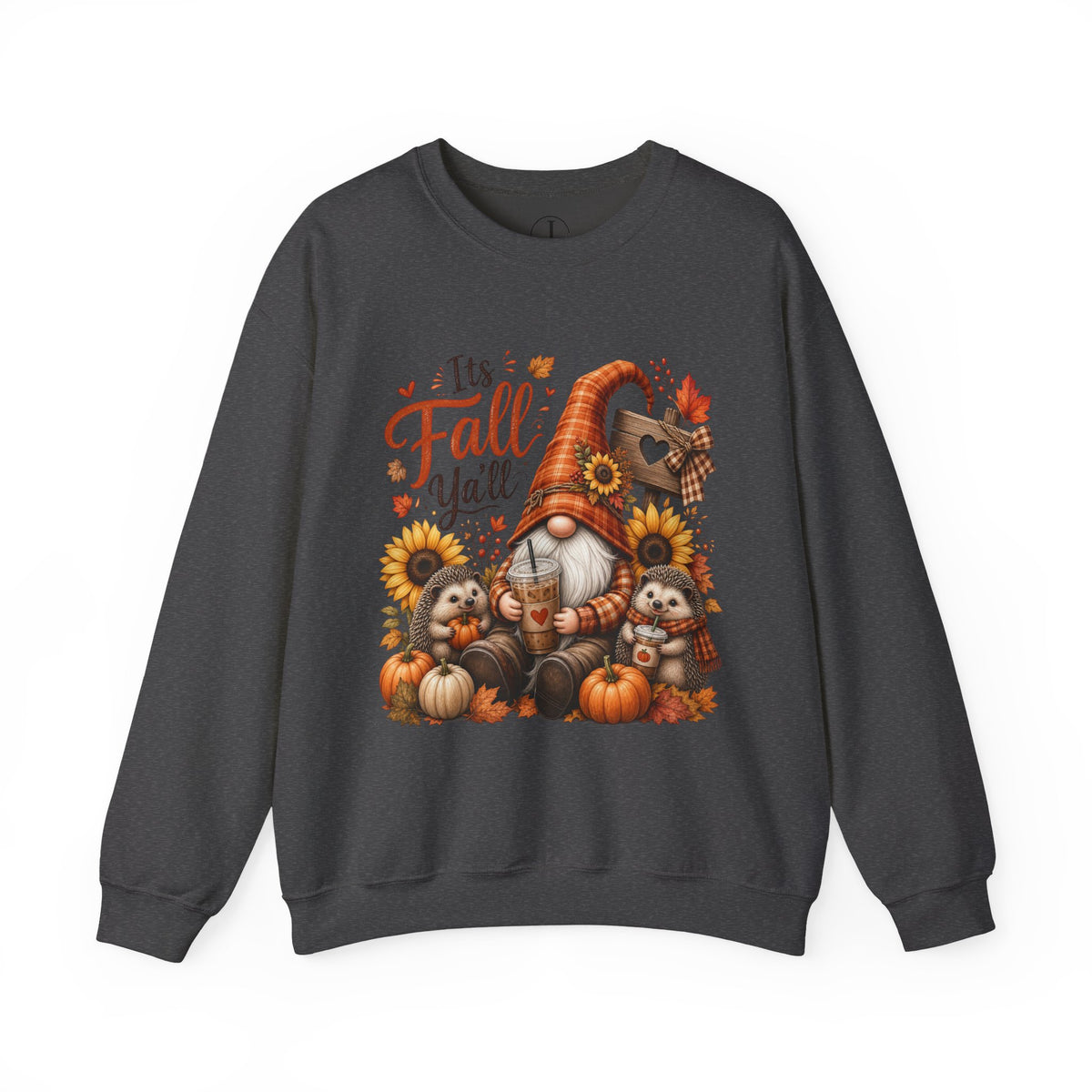 Fall Sweatshirt – “It’s Fall Y’all” Gnome & Hedgehog Crewneck