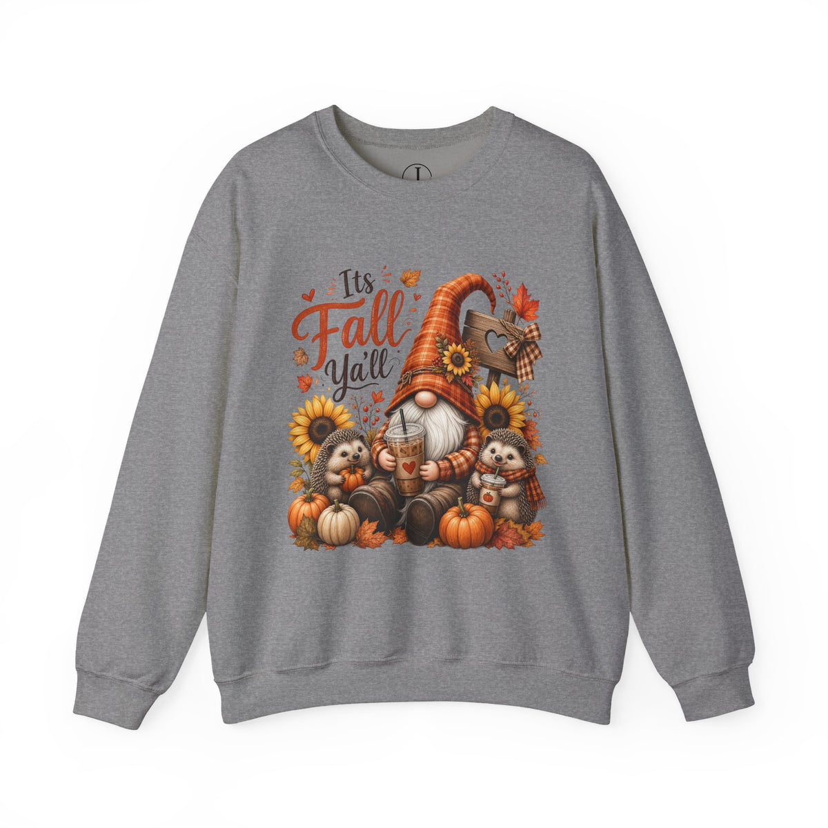 Fall Sweatshirt – “It’s Fall Y’all” Gnome & Hedgehog Crewneck