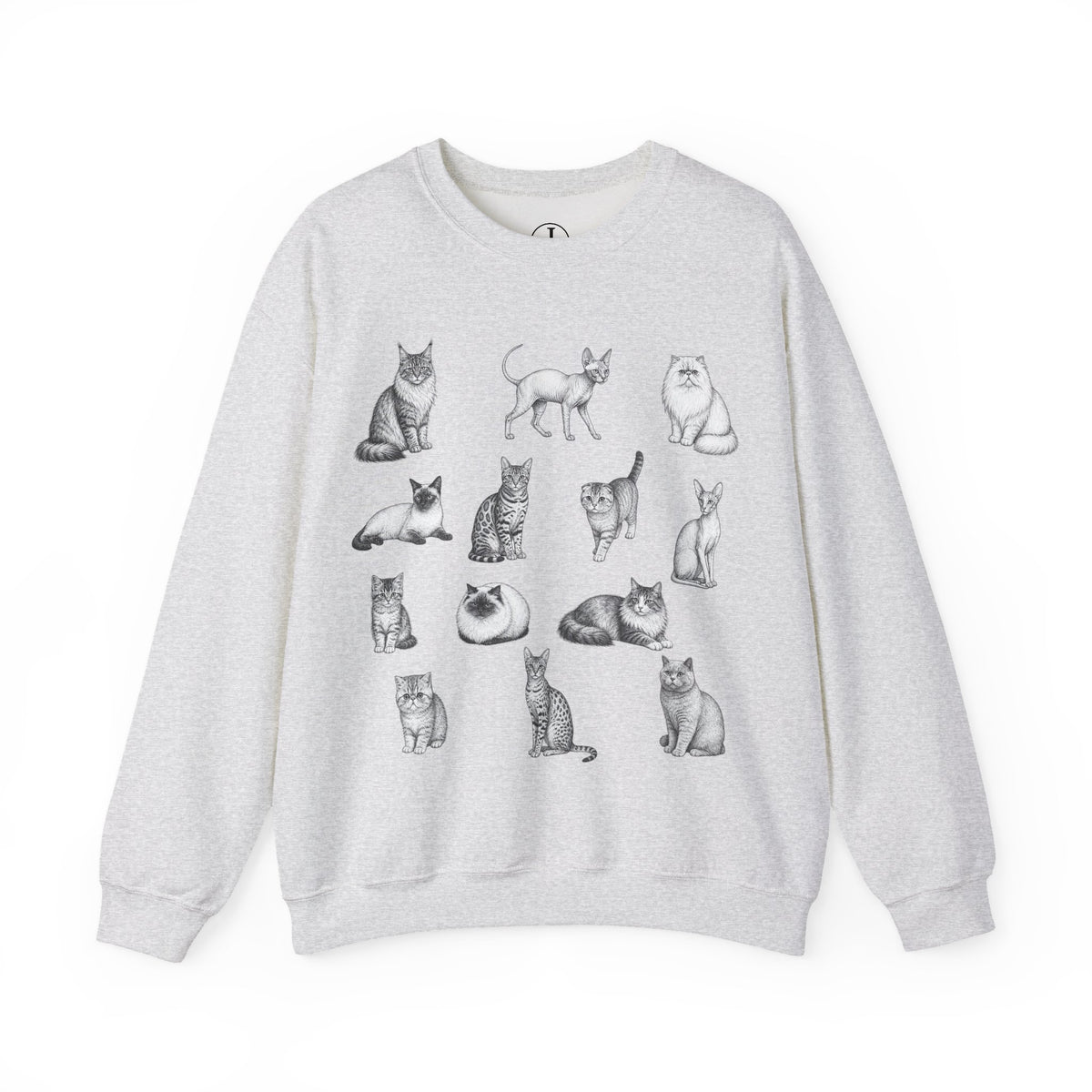 Cat Sketches Crewneck Sweatshirt — Cute Vintage Cat Illustration Pullover