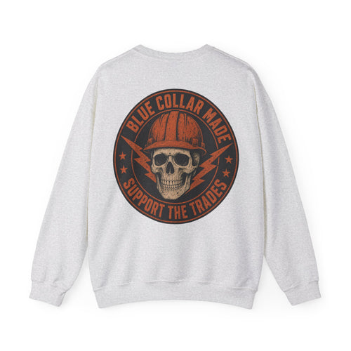 Blue Collar Sweatshirt – Support the Trades Skull Hardhat Crewneck
