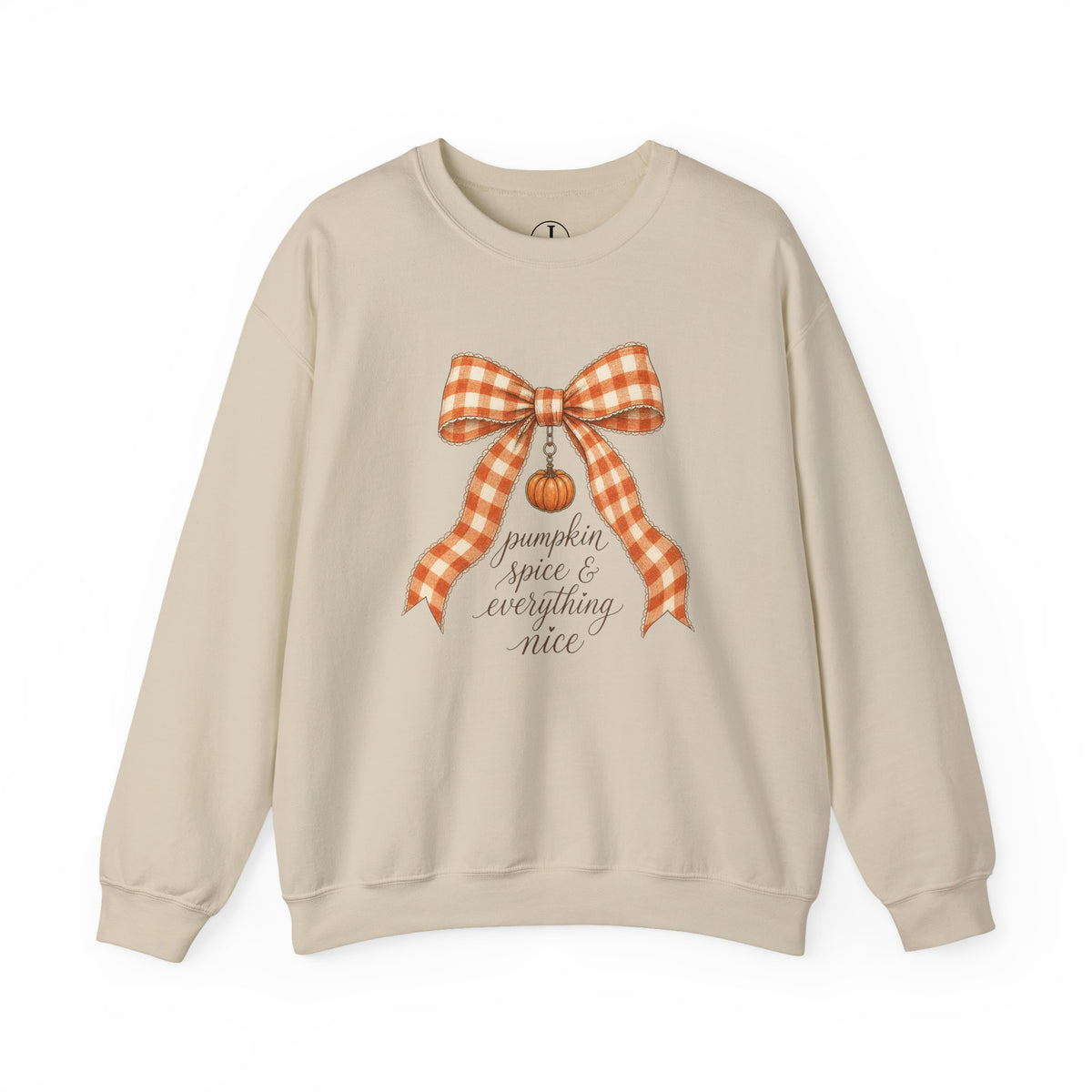 Fall Sweatshirt – “Pumpkin Spice & Everything Nice” Bow Crewneck