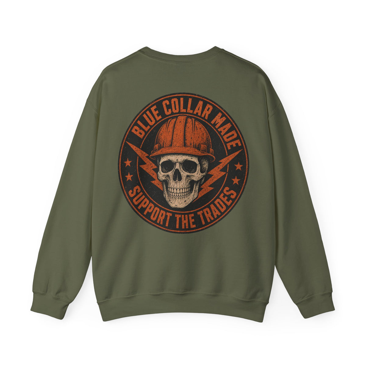 Blue Collar Sweatshirt – Support the Trades Skull Hardhat Crewneck