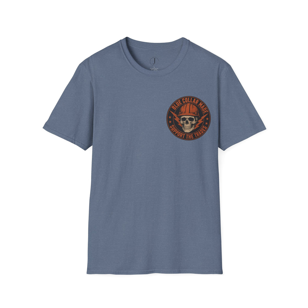 Blue Collar T-Shirt – Support the Trades Skull Hardhat Workwear Tee