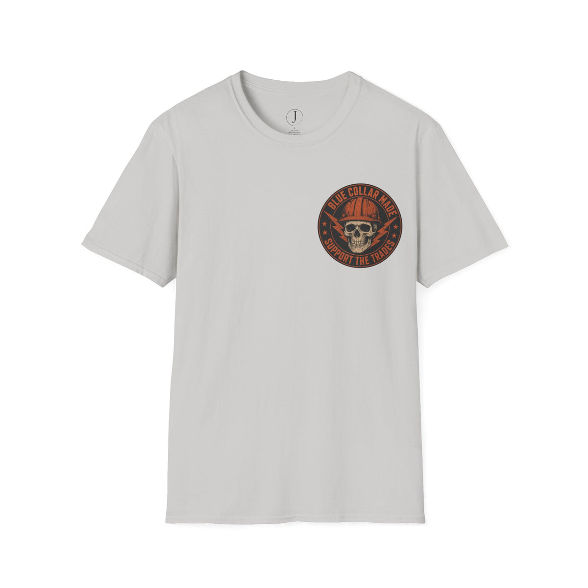 Blue Collar T-Shirt – Support the Trades Skull Hardhat Workwear Tee