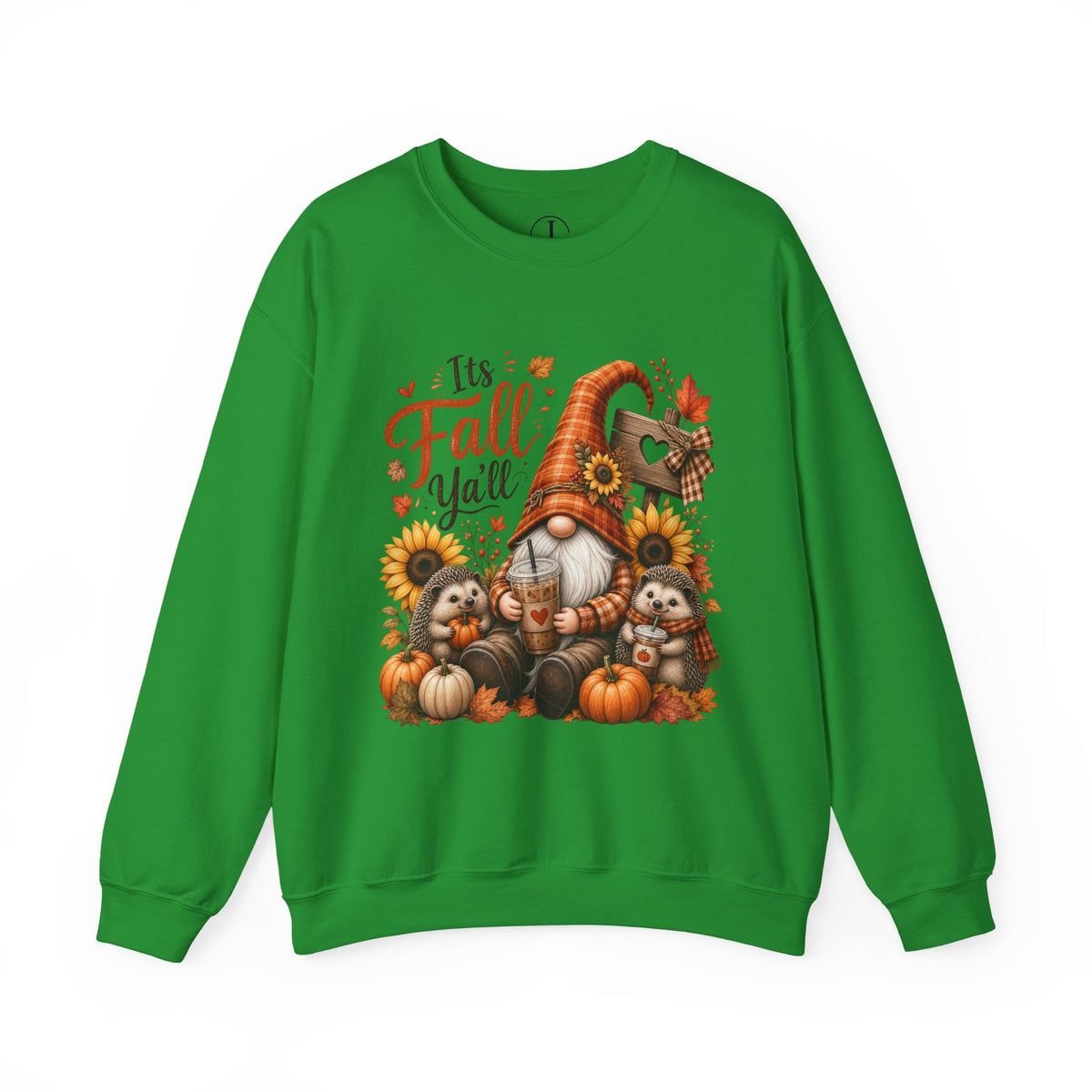 Fall Sweatshirt – “It’s Fall Y’all” Gnome & Hedgehog Crewneck