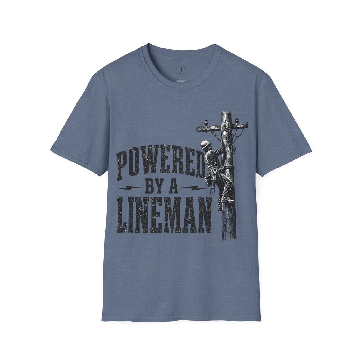 Powered By A Lineman T-Shirt – Power Lineman & Utility Worker Gift