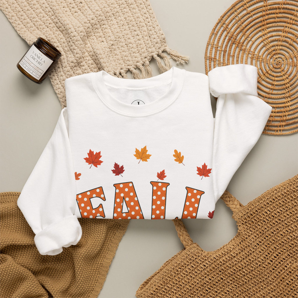 Fall Sweatshirt – Cozy Autumn Leaves Crewneck