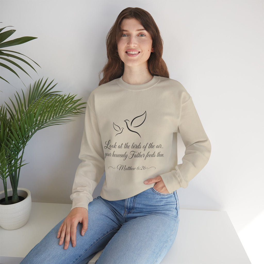 Matthew 6:26 Christian Sweatshirt | Dove Bible Verse Crewneck for Women