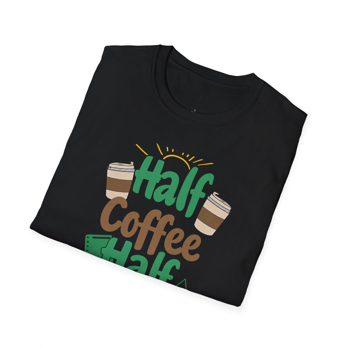 Teacher Shirt – “Half Coffee Half Teacher” Funny Coffee Tee