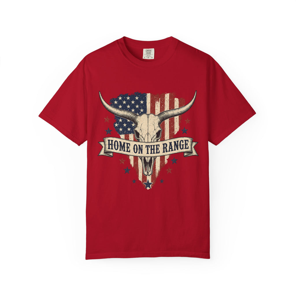 Comfort Colors Home on the Range T-Shirt – Patriotic Longhorn Western Tee