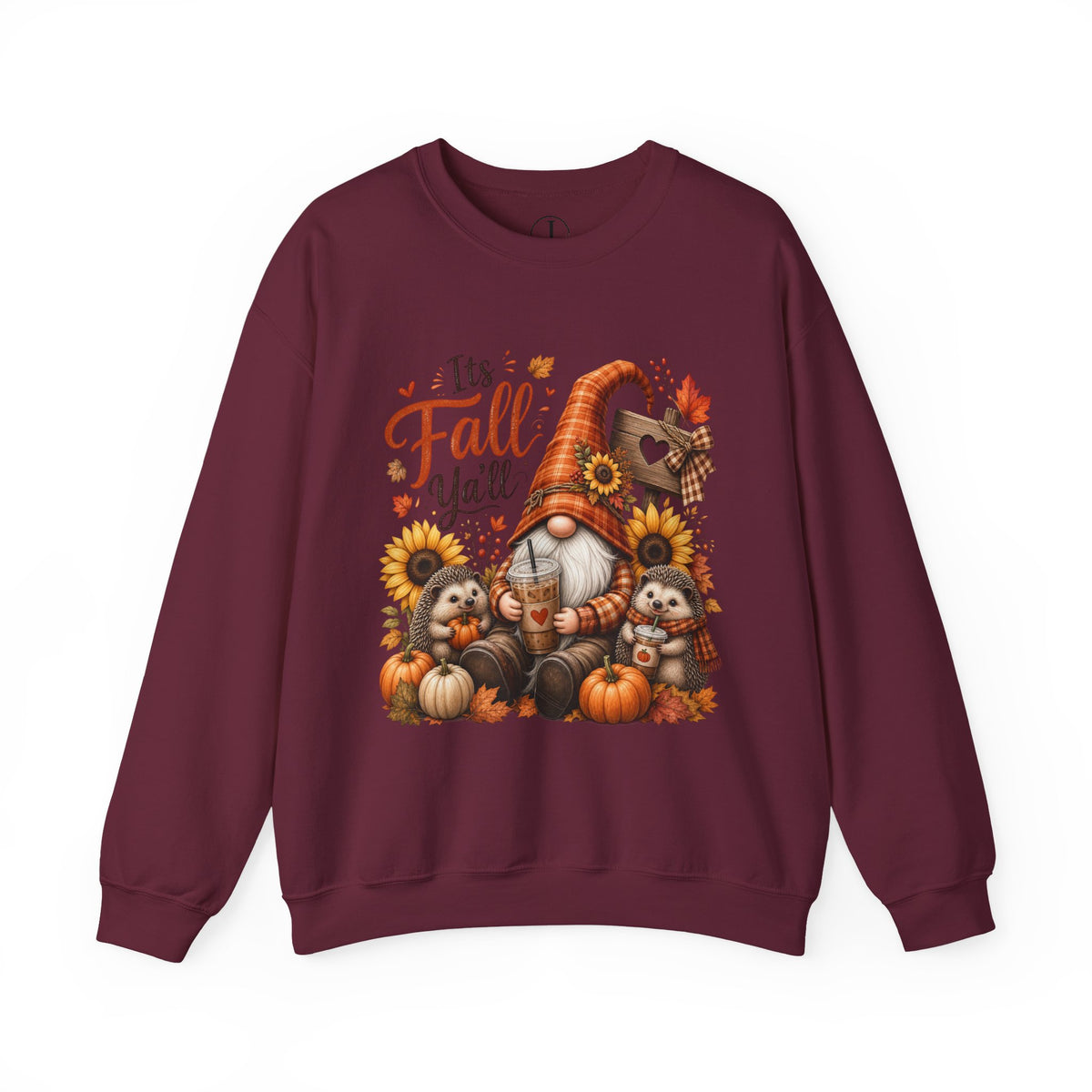 Fall Sweatshirt – “It’s Fall Y’all” Gnome & Hedgehog Crewneck
