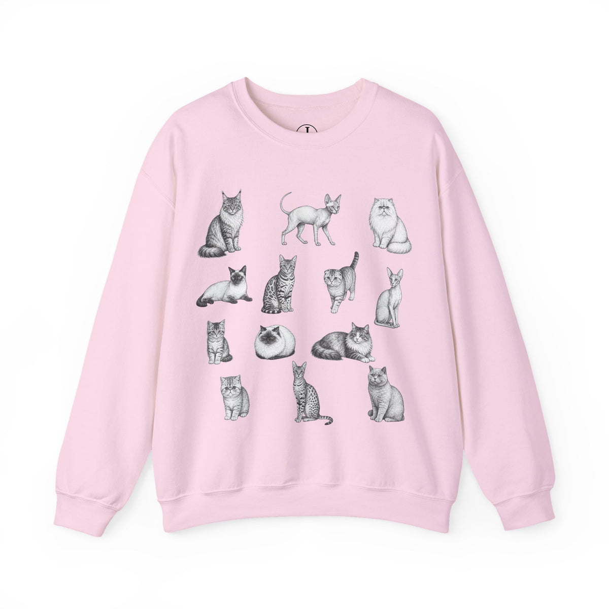 Cat Sketches Crewneck Sweatshirt — Cute Vintage Cat Illustration Pullover