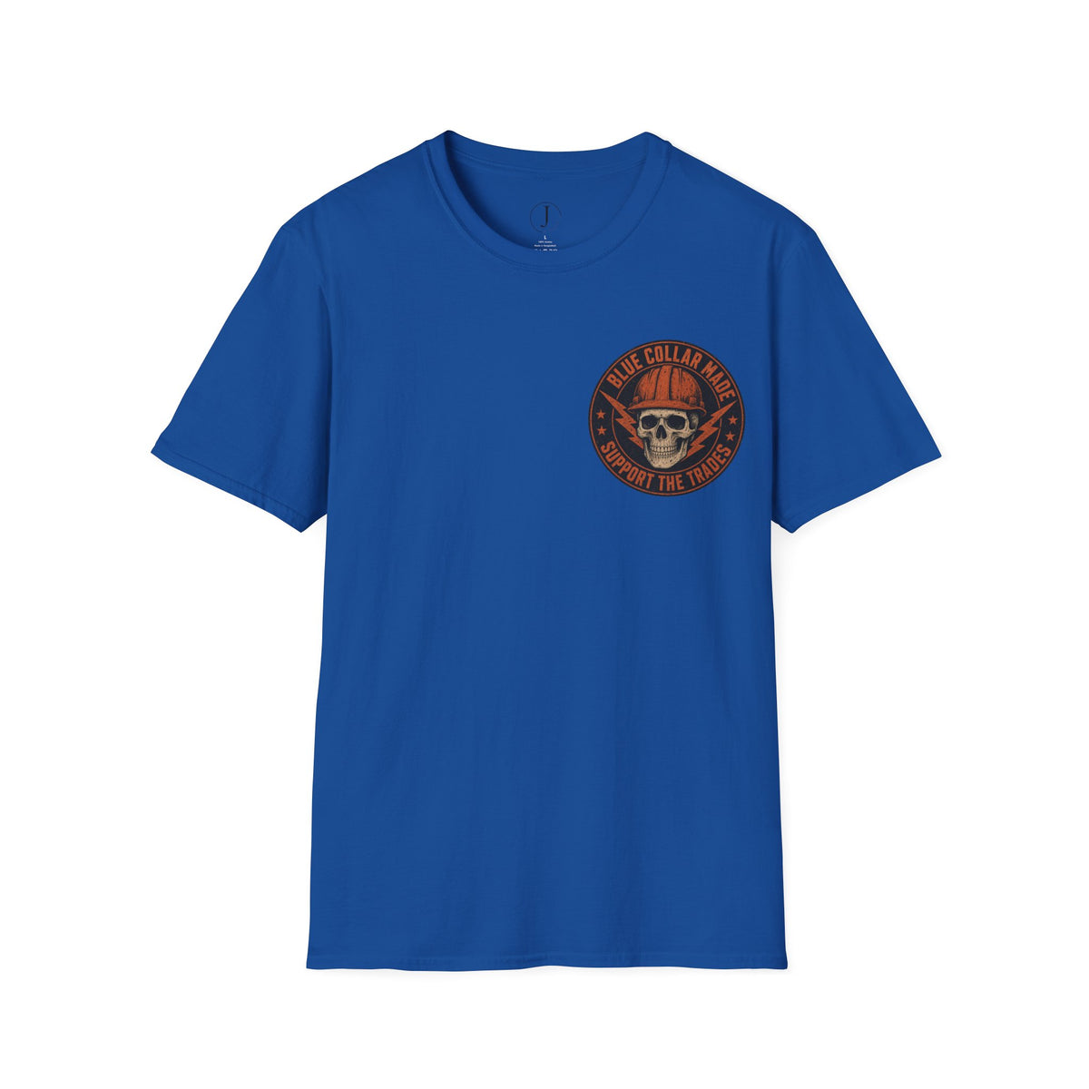 Blue Collar T-Shirt – Support the Trades Skull Hardhat Workwear Tee
