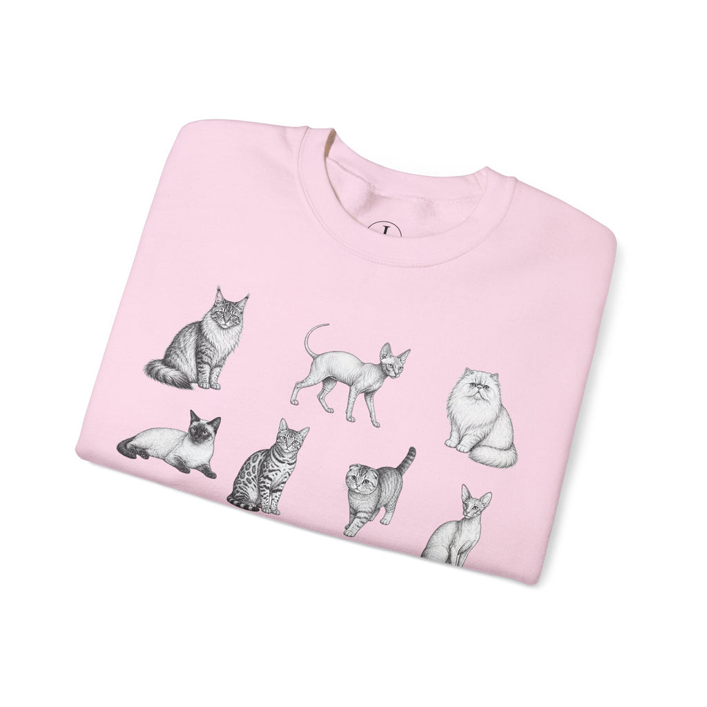 Cat Sketches Crewneck Sweatshirt — Cute Vintage Cat Illustration Pullover