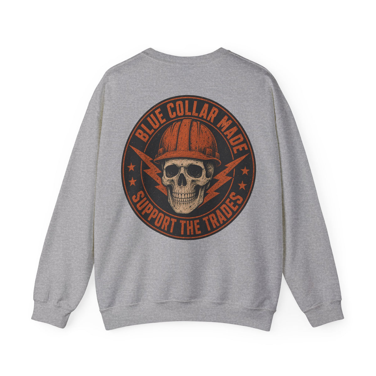Blue Collar Sweatshirt – Support the Trades Skull Hardhat Crewneck