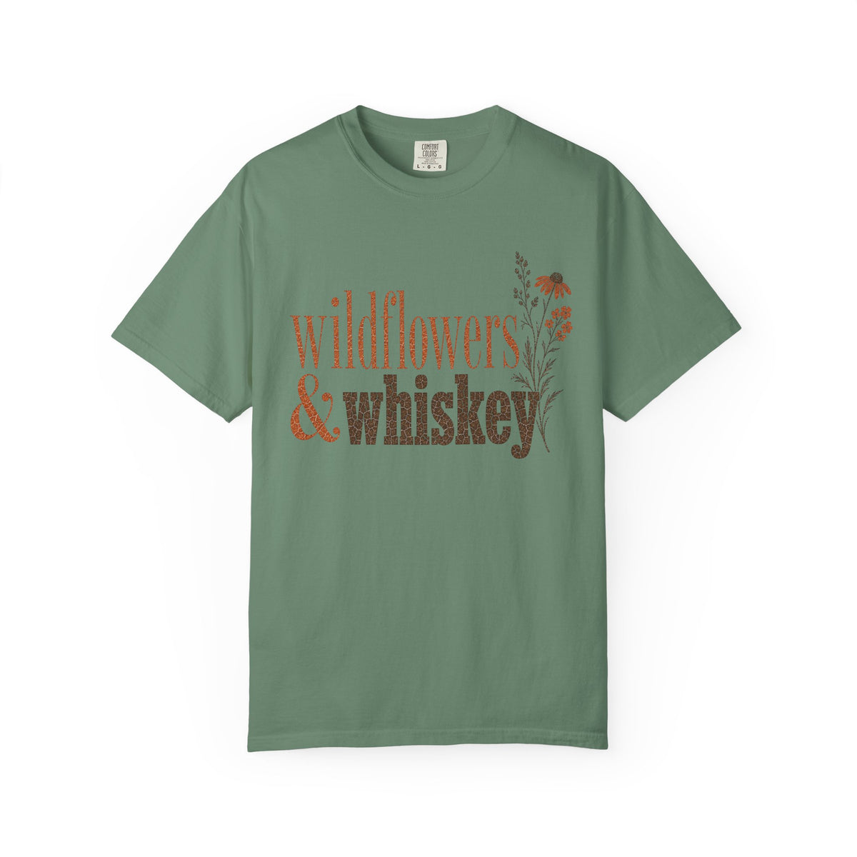 Wildflowers & Whiskey Comfort Colors T-Shirt – Rustic Western Floral Tee
