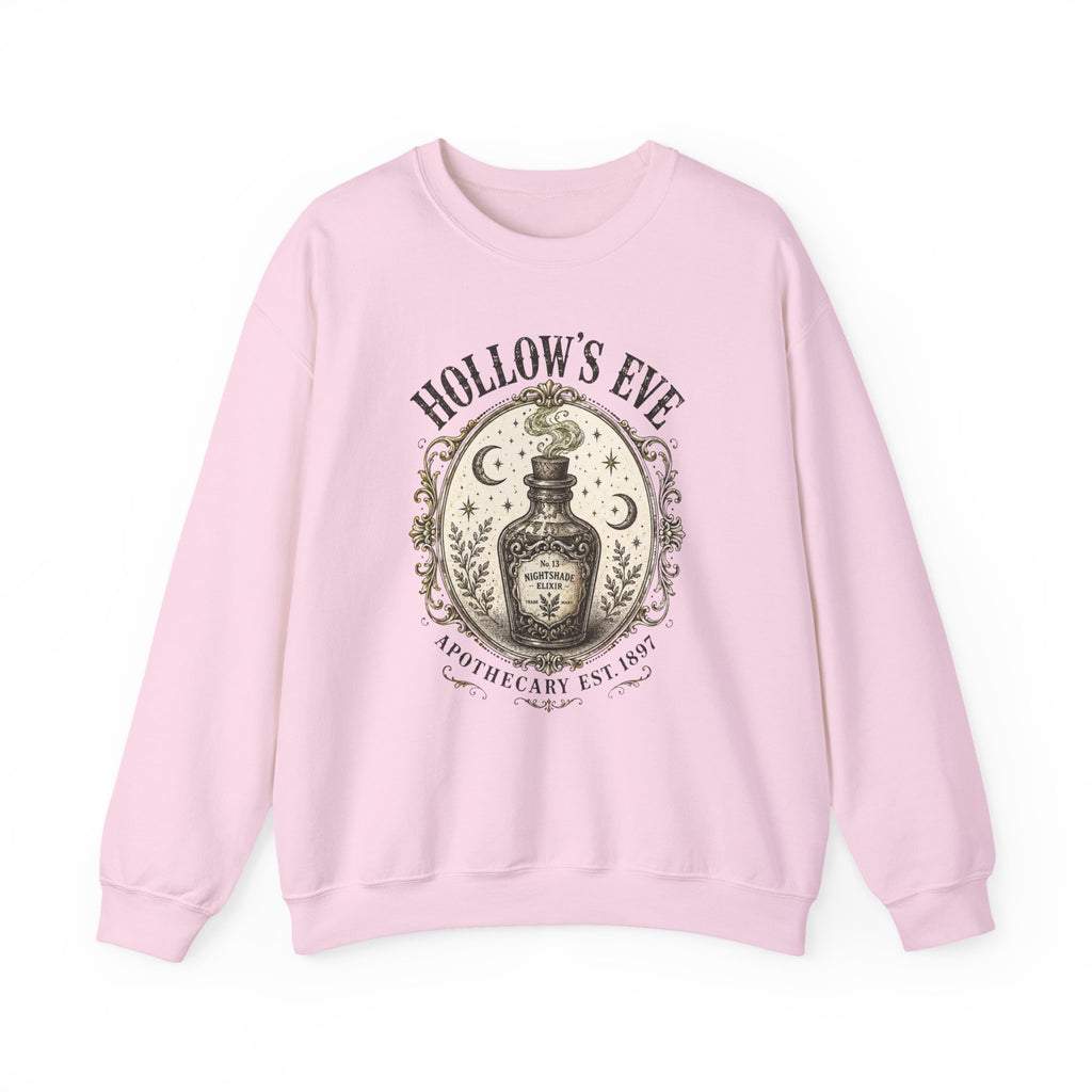 Hollow's Eve Apothecary Sweatshirt — Vintage Potion Bottle Graphic