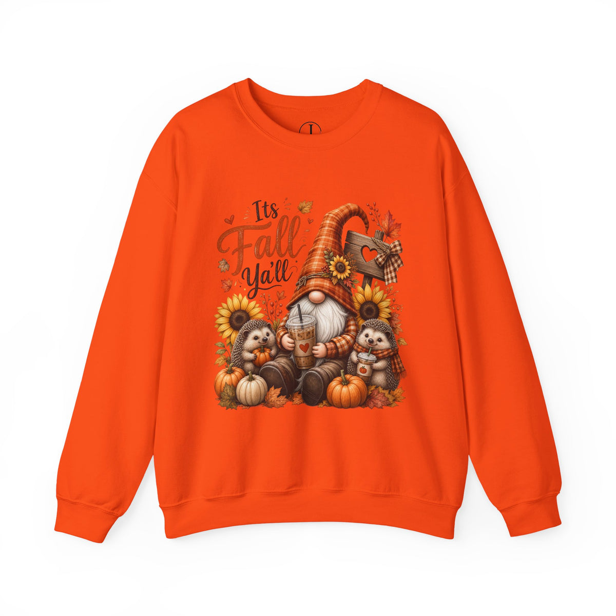 Fall Sweatshirt – “It’s Fall Y’all” Gnome & Hedgehog Crewneck