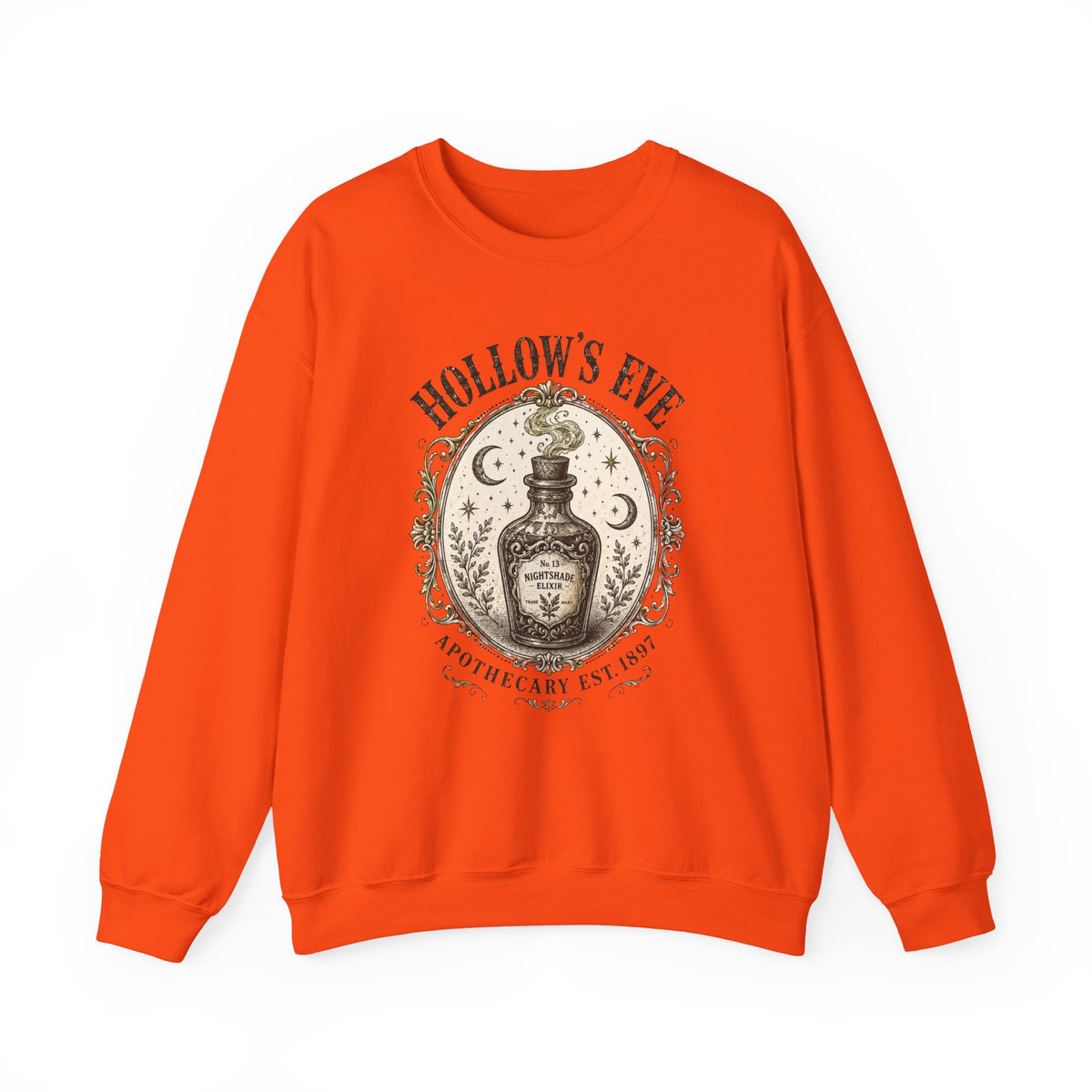 Hollow's Eve Apothecary Sweatshirt — Vintage Potion Bottle Graphic