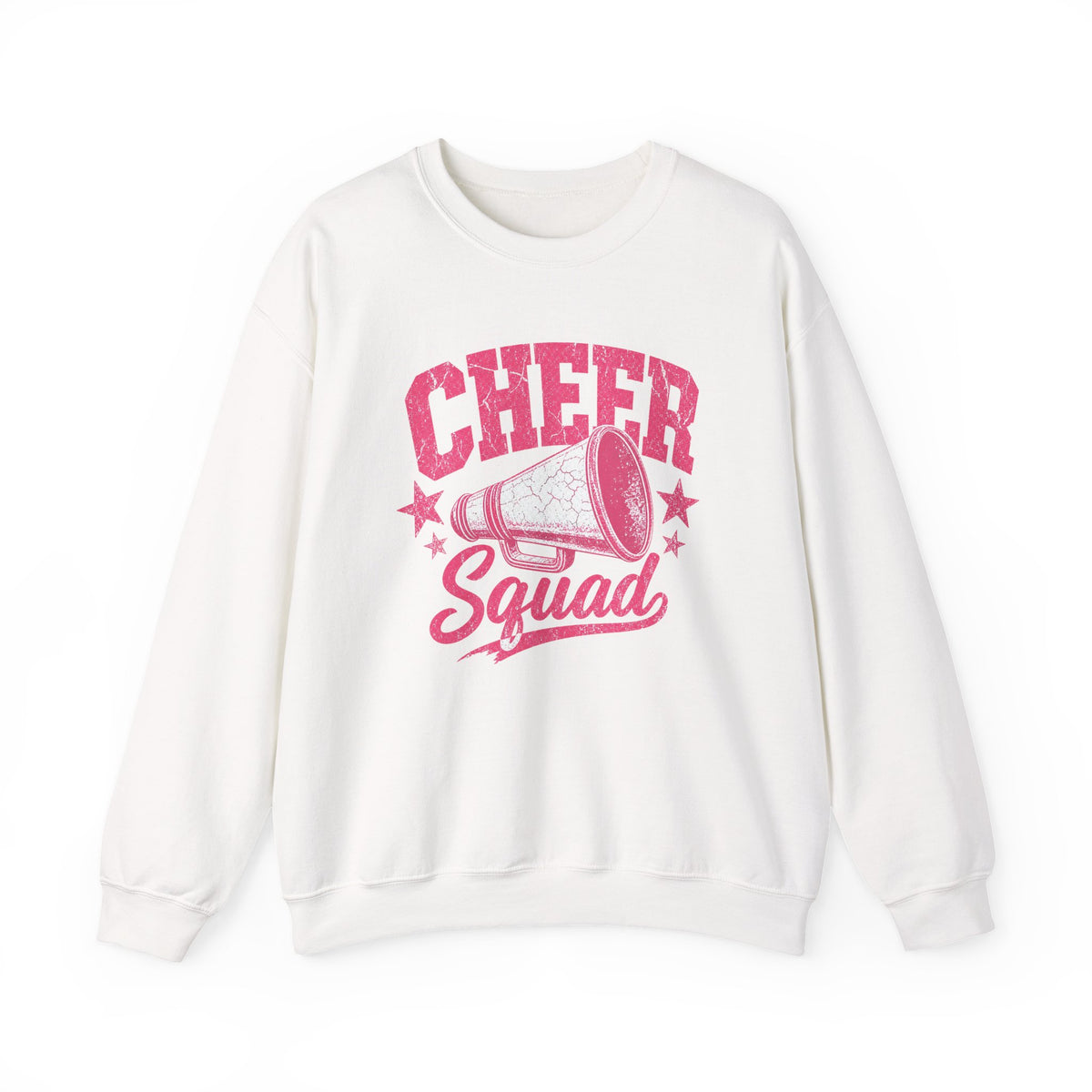 Cheer Squad Crewneck Sweatshirt — Pink Megaphone Vintage Cheerleading Pullover