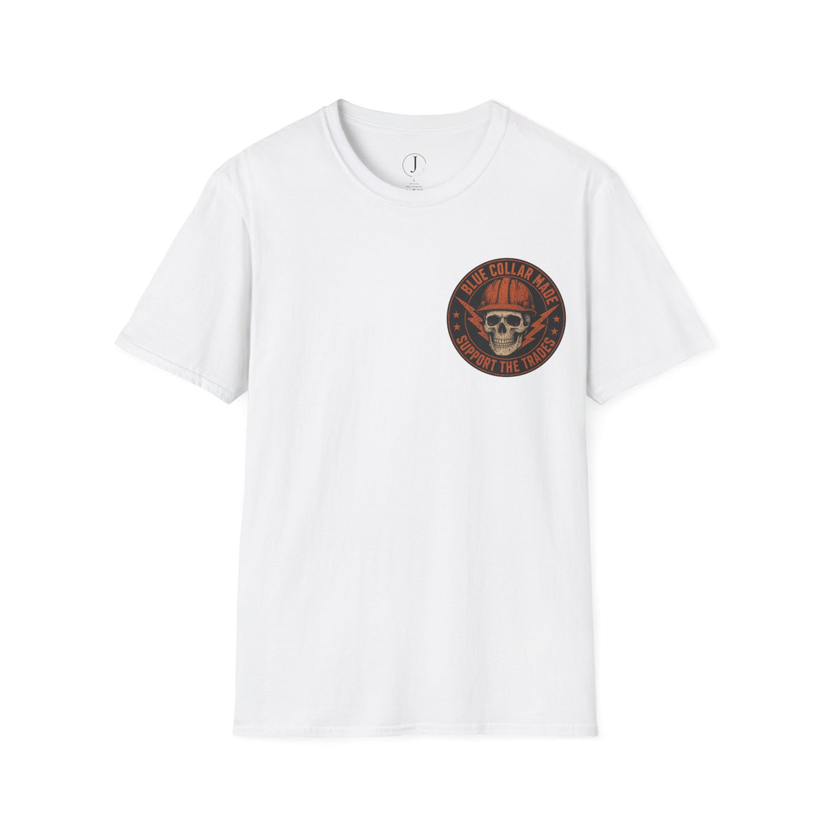Blue Collar T-Shirt – Support the Trades Skull Hardhat Workwear Tee