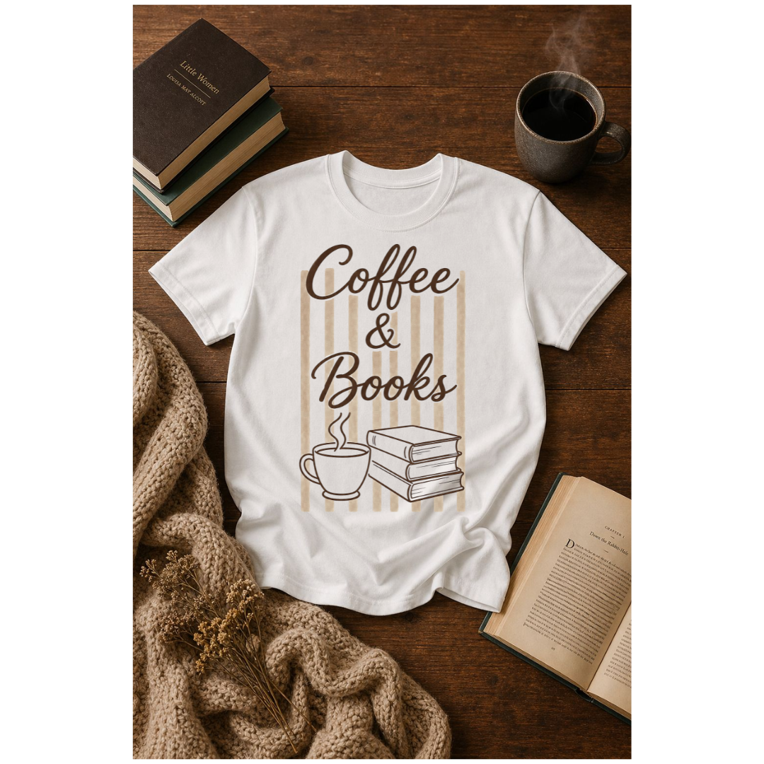 Coffee & Books T-Shirt – Cozy Book Lover Reading Tee