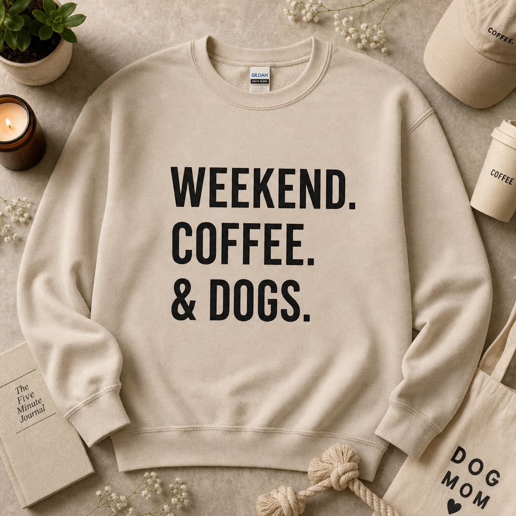 Weekend Coffee & Dogs Sweatshirt | Dog Mom Crewneck | Pet Lover Gift