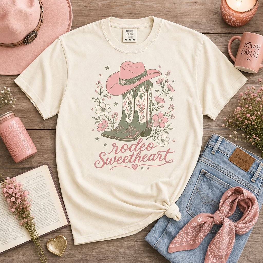 Rodeo Sweetheart Comfort Colors T-Shirt – Western Cowgirl Graphic Tee