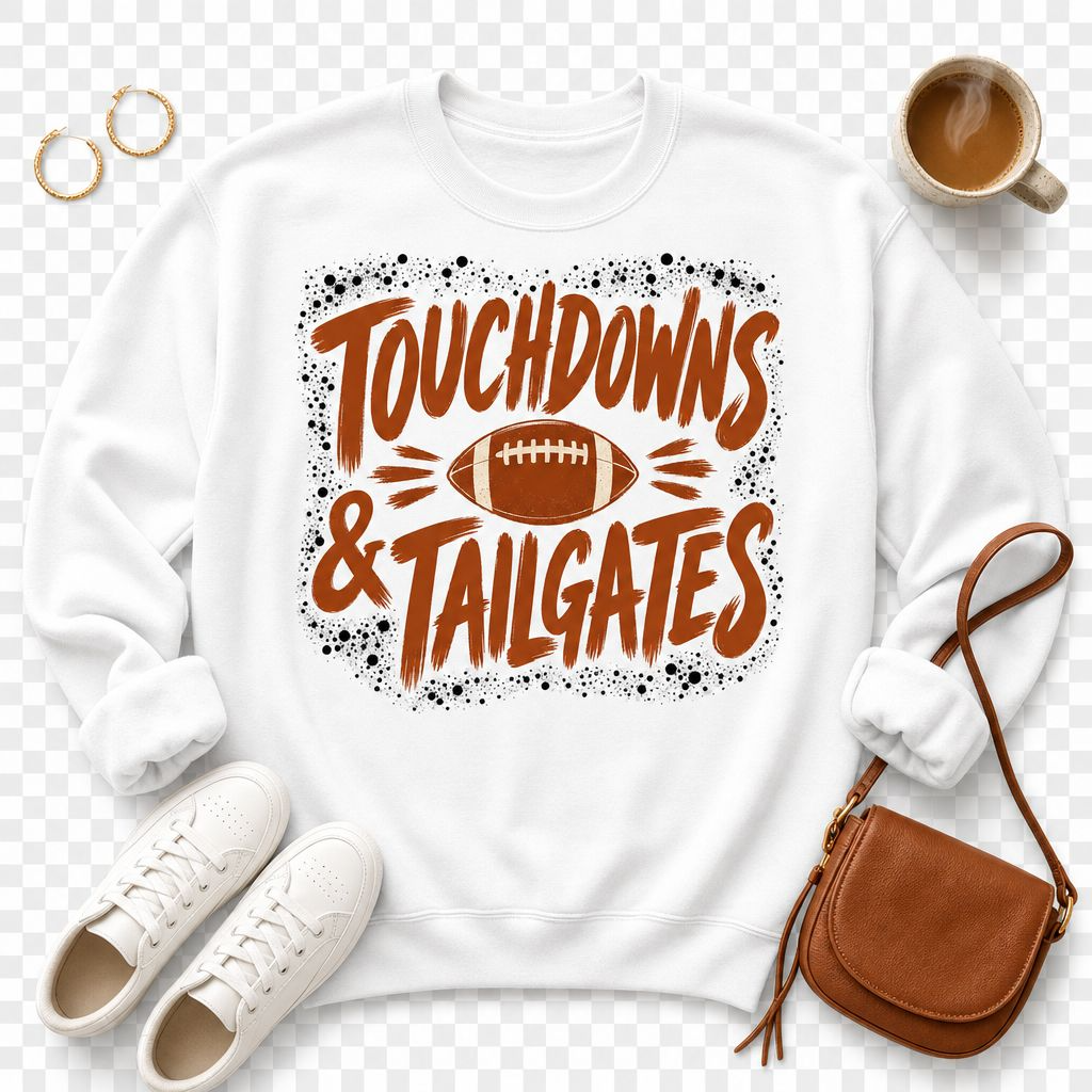 Touchdowns & Tailgates Sweatshirt — Football Game Day Crewneck