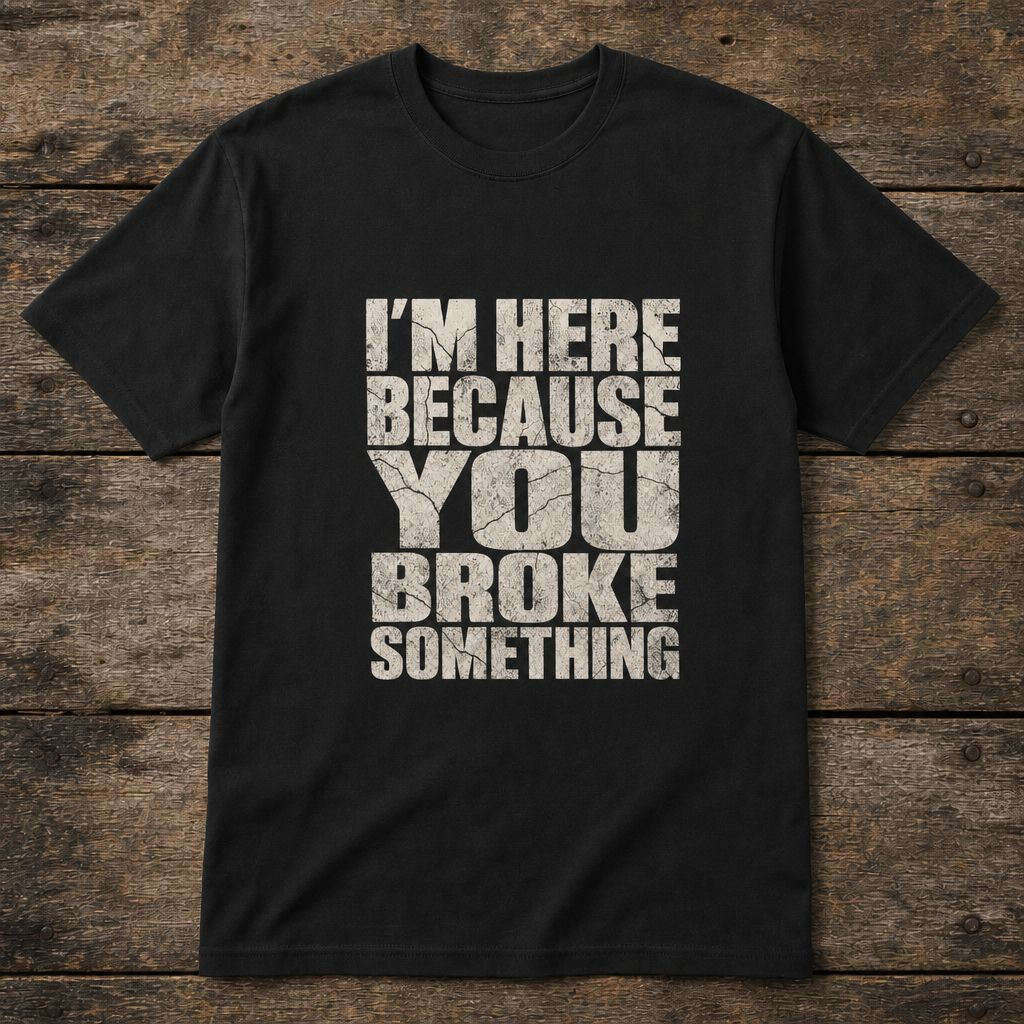 I’m Here Because You Broke Something T-Shirt – Funny Handyman Shirt