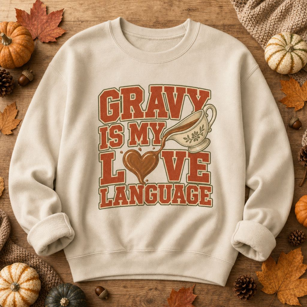 Thanksgiving Sweatshirt – “Gravy Is My Love Language” Crewneck