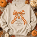 Fall Sweatshirt – “Pumpkin Spice & Everything Nice” Bow Crewneck