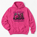 In October We Wear Pink Hoodie – Horror Season Iconic Halloween Villains — Breast Cancer Awareness Hoodie —Pink Out