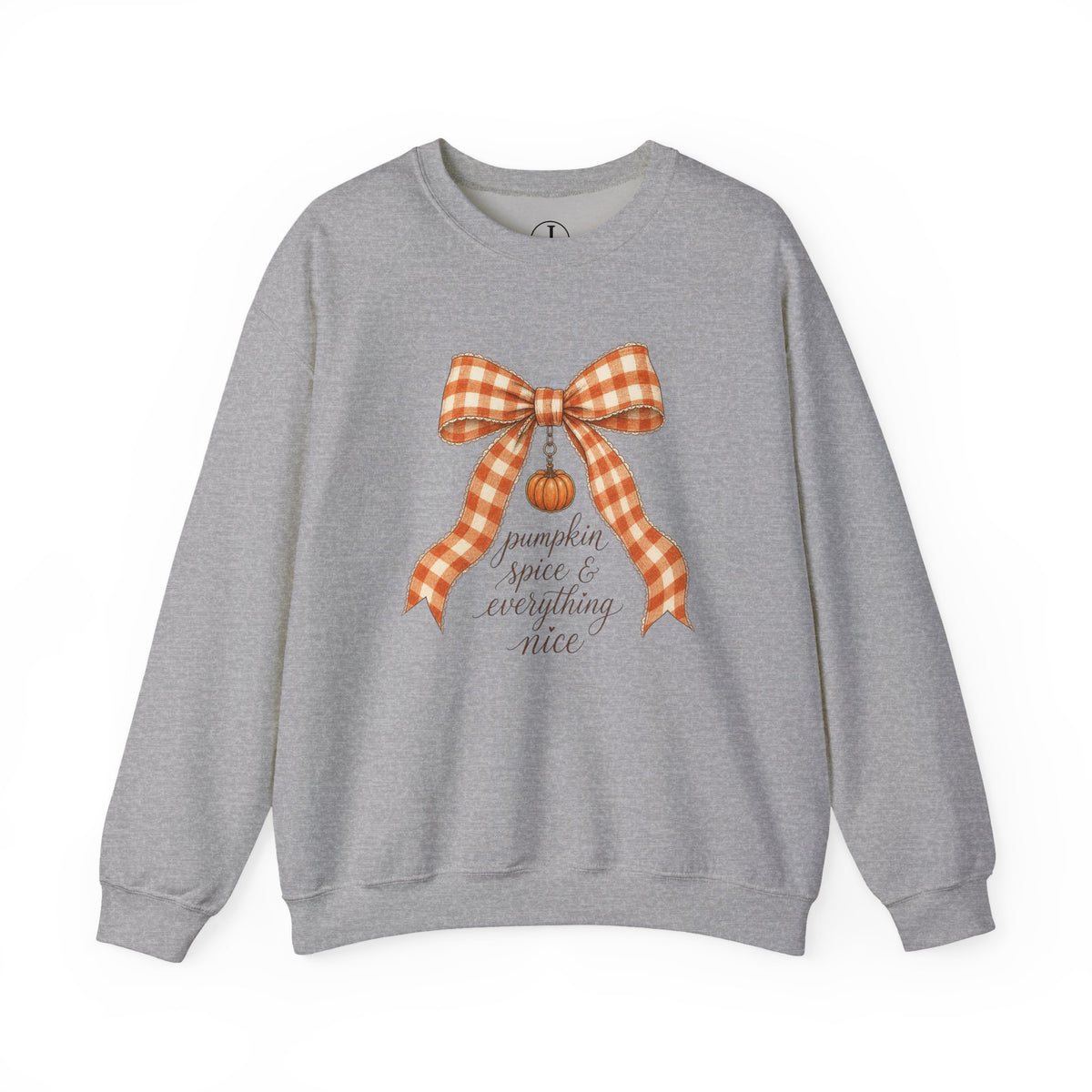 Fall Sweatshirt – “Pumpkin Spice & Everything Nice” Bow Crewneck