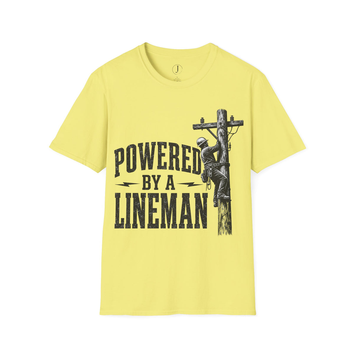 Powered By A Lineman T-Shirt – Power Lineman & Utility Worker Gift