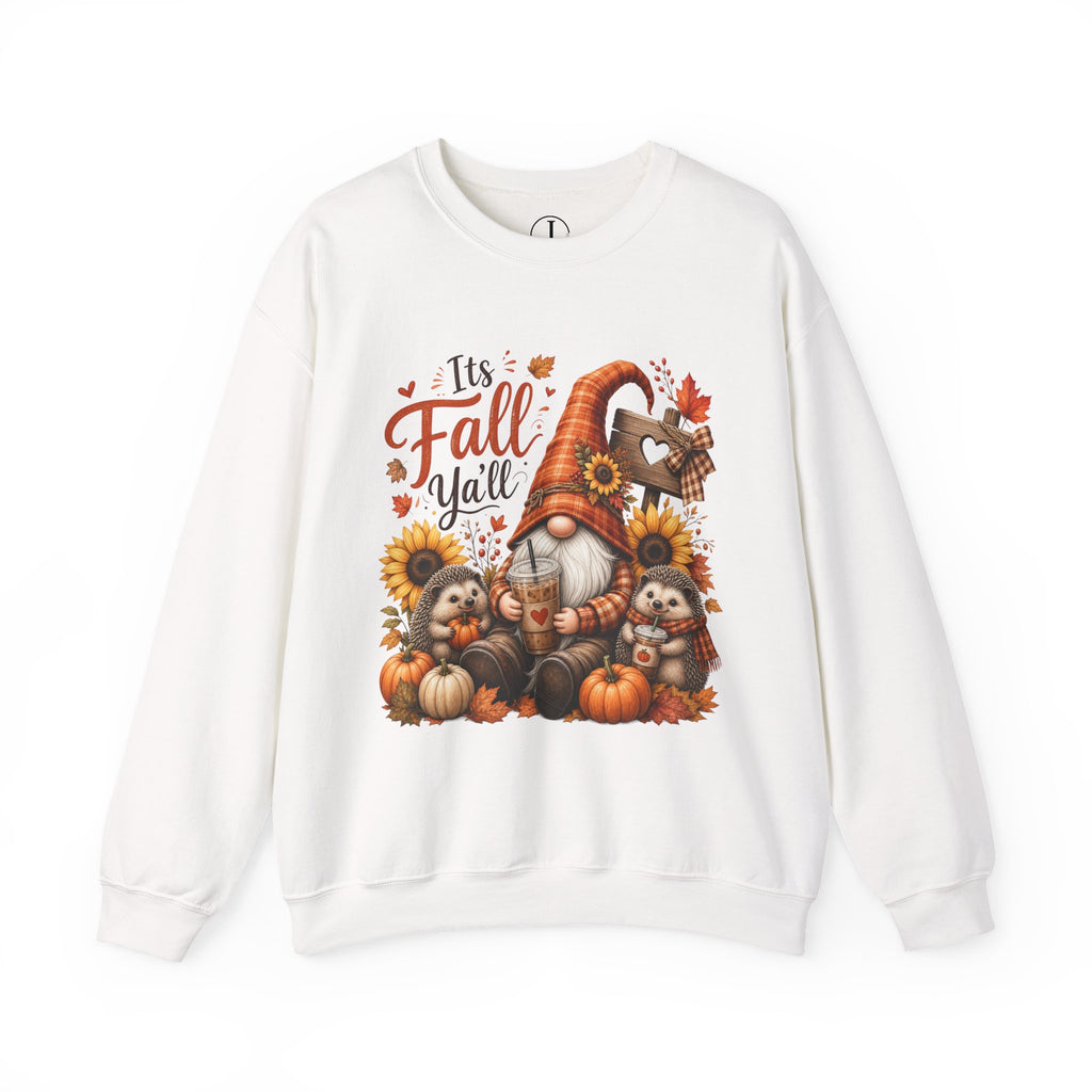 Fall Sweatshirt – “It’s Fall Y’all” Gnome & Hedgehog Crewneck