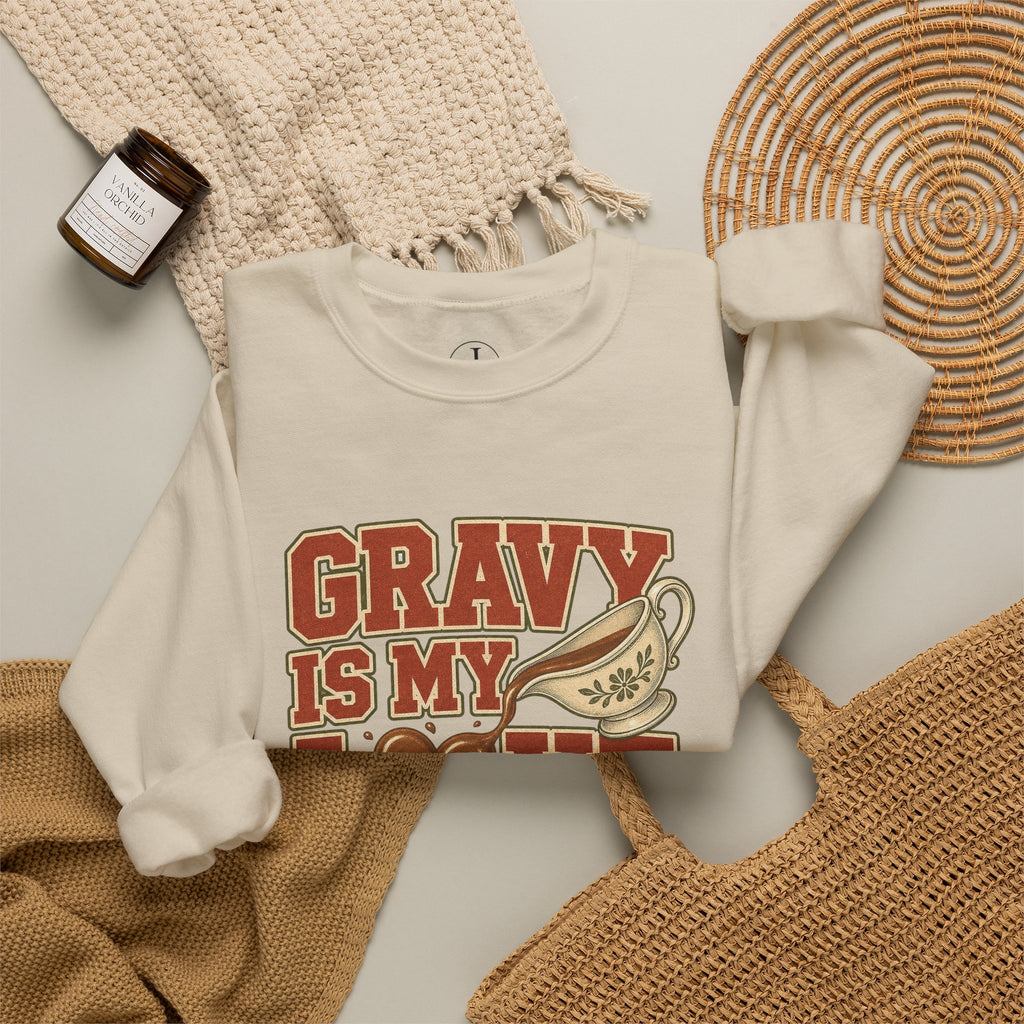 Thanksgiving Sweatshirt – “Gravy Is My Love Language” Crewneck